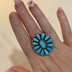 Turquoise Floral Statement Ring